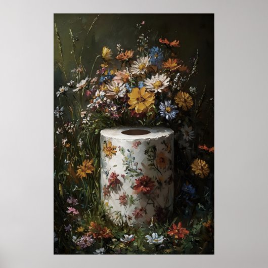 Bloemige Toiletpapierrolprint, Dark Academia Poster (Voorkant)