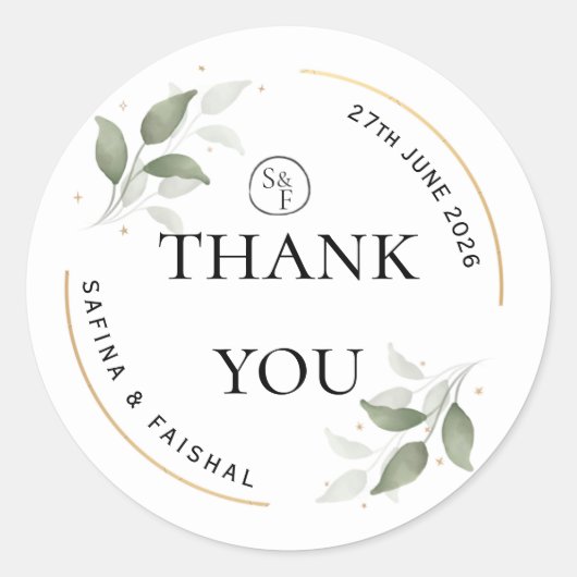 Bloemige Trouw Dank Je Geschenk Ronde Sticker (Voorkant)