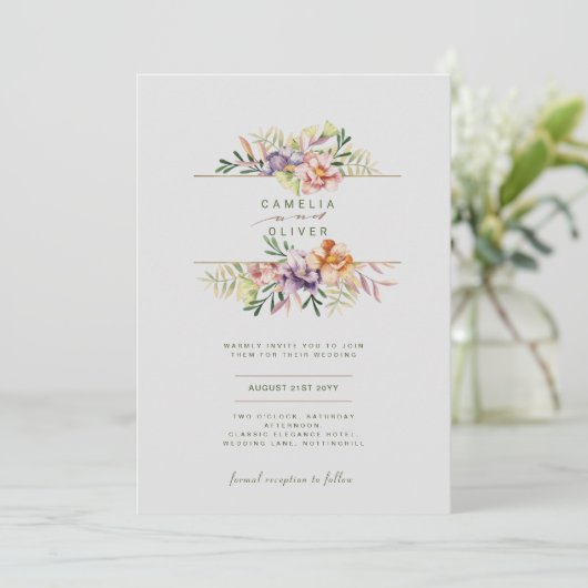 Bloemige Trouw Uitnodiging BOHO Wilde Bloemen Digi (Staand voorkant)