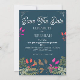 Bloemige trouwfoto save the date-aankondiging kaart