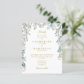 Bloemige Trouwkaart met Budget Groen (Staand voorkant)