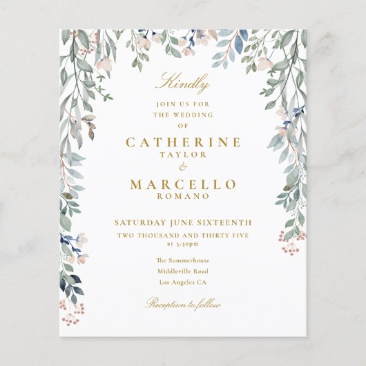 Bloemige Trouwkaart met Budget Groen (Voorkant)