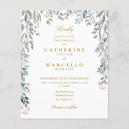 Bloemige Trouwkaart met Budget Groen