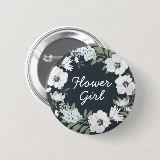 Bloemige trouwknoppen Krans Bloemenmeisje Ronde Button 5,7 Cm (Voorkant /achterkant)
