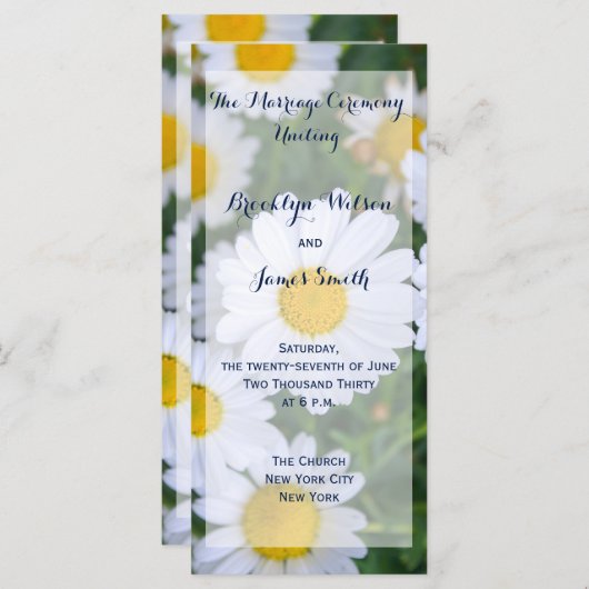 Bloemige trouwprogramma's rekkaartjes madeliefje programmakaart (Voorkant / Achterkant)