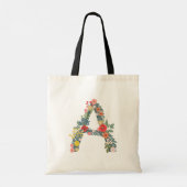 Bloemige tuin monogram met letter A Tote Bag (Achterkant)