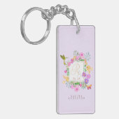 Bloemige Tuin Monogram Roze Sleutelhanger (Voorkant Links)