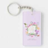 Bloemige Tuin Monogram Roze Sleutelhanger (Voorkant)