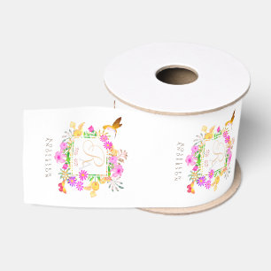 Bloemige Tuin Monogram Wit Grosgrain Lint