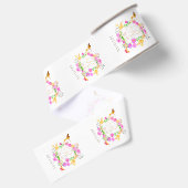 Bloemige Tuin Monogram Wit Grosgrain Lint (Achterkant)