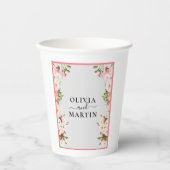 Bloemige Tuin Mooie Script Bruiloft Papieren Beker (Voorkant)