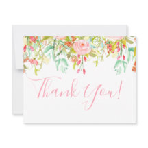 Bloemige Tuin Roze Bedankkaart