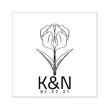 Bloemige Tulp Lijn Kunst Initiële Logo Trouwen