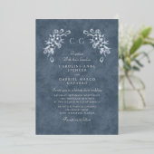 Bloemige Tulp Monogram Bruiloft Folie Uitnodiging (Staand Voorkant)