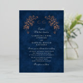 Bloemige Tulp Monogram Bruiloft Folie Uitnodiging (Staand Voorkant)