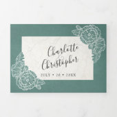 bloemige turquoise gestructureerde drievoudige all drieluik uitnodiging (Cover)