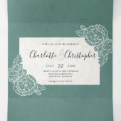 bloemige turquoise gestructureerde drievoudige all drieluik uitnodiging (Binnenkant midden)