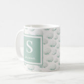 Bloemige Turquoise Hydrangea Monogram Koffiemok (Voorkant links)