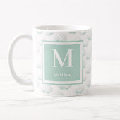 Bloemige Turquoise Hydrangea Monogram Koffiemok