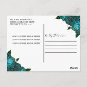 Bloemige Turquoise Prinses Gouden Verjaardag Quinc Briefkaart (Achterkant)