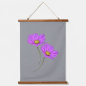 Bloemige Twee Paarse Cosmos Hangend Wandkleed (Voorkant)
