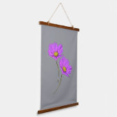 Bloemige Twee Paarse Cosmos Hangend Wandkleed (Gebogen)