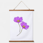 Bloemige Twee Paarse Cosmos Hangend Wandkleed (Voorkant)