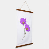 Bloemige Twee Paarse Cosmos Hangend Wandkleed (Gebogen)