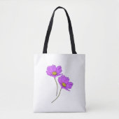 Bloemige Twee Paarse Cosmos Tote Bag (Voorkant)