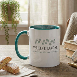 Bloemige Tweekleurige Koffiemok – Esthetisch Botan Mok
