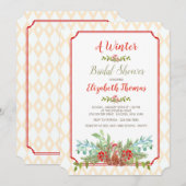 Bloemige uitnodiging met traliewerklijst (Voorkant / Achterkant)