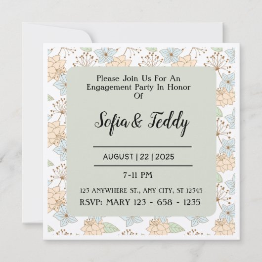 Bloemige Uitnodiging Patronen voor een Trouwfeest (Voorkant)