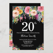 Bloemige uitnodiging voor 20e verjaardag (Voorkant / Achterkant)