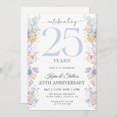 Bloemige uitnodiging voor 25-jarig jubileum met fo (Voorkant / Achterkant)