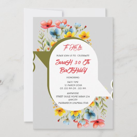 Bloemige uitnodiging voor 50 jaar in het Spaans, S (Voorkant)