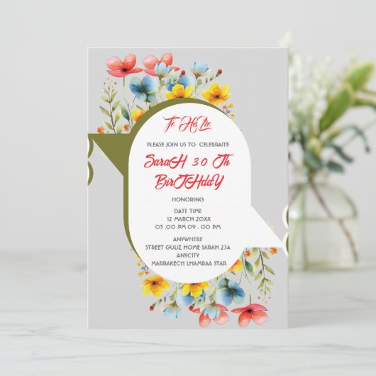 Bloemige uitnodiging voor 50 jaar in het Spaans, S (Staand voorkant)