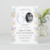 Bloemige uitnodiging voor 60-jarig jubileum met fo (Staand voorkant)