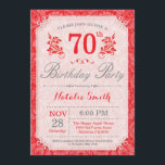 Bloemige uitnodiging voor 70ste verjaardag rood vo<br><div class="desc">Bloemige uitnodiging voor 70ste verjaardag. Rood bloemmotief. Vrouwen,  dame,  meisje verjaardag. 13e 15e 16e 18e 20e 21e 30e 40e 50e 60e 70e 80e 90e 100e,  elke leeftijd. Voor verdere aanpassing klikt u op de knop "Aanpassen" en gebruikt u onze ontwerp tool om deze sjabloon te wijzigen.</div>