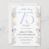 Bloemige uitnodiging voor 75-jarig jubileum met fo (Voorkant)
