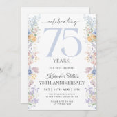 Bloemige uitnodiging voor 75-jarig jubileum met fo (Voorkant / Achterkant)