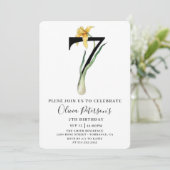 Bloemige uitnodiging voor 7e verjaardag met aangep (Staand voorkant)