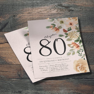 Bloemige uitnodiging voor 80e verjaardag goedkoop flyer
