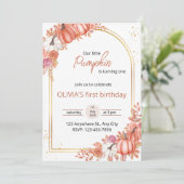 Bloemige Uitnodiging voor de Eerste Verjaardag van (Staand voorkant)