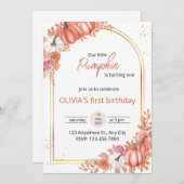 Bloemige Uitnodiging voor de Eerste Verjaardag van (Voorkant / Achterkant)