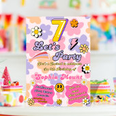 Bloemige uitnodigingskaart voor 7e verjaardag voor kaart