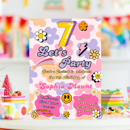 Bloemige uitnodigingskaarten voor 7e verjaardag vo kaart