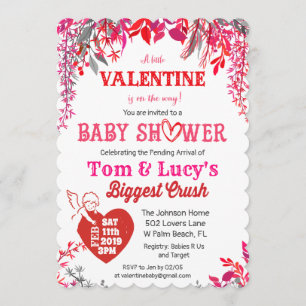 Bloemige Valentijnsdag Baby Shower Uitnodiging