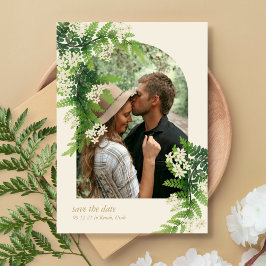 Bloemige varens trouwkaart 'save the date' save the date