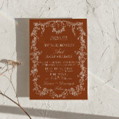 Bloemige Verbrande Oranje Foto QR Code Boho Bruilo Kaart