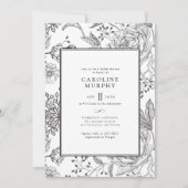 Bloemige verfijnde zwarte elegante bruidsdouche kaart (Voorkant)